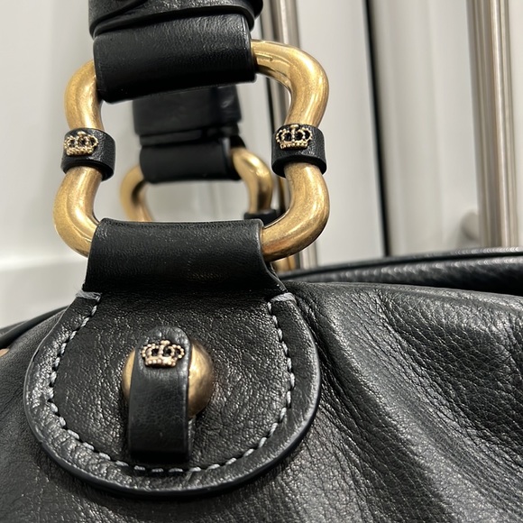 Juicy Couture RARE Large Black Leather Bag Purse Like New Beautiful Collectible - Picture 7 of 12
